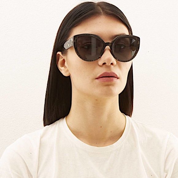 DIOR F Round Sunglasses W/ Oversized Logo Temples Gradient In Brown